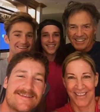 Debra Harvick ex-husband Andy Mill with his three sons and ex-spouse Chris Evert.